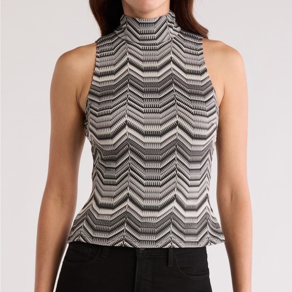 Ramy Brook Melinda Chevron Knit Mock Neck Top Size Large NWT - Picture 1 of 8